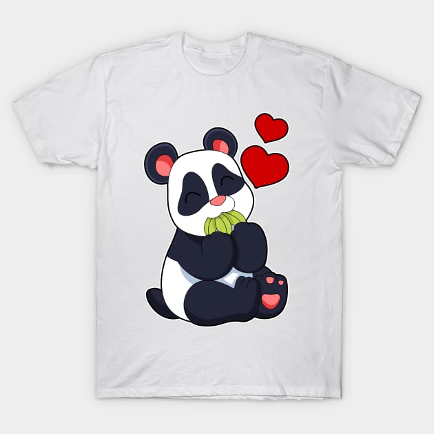 Panda at Eating of Leaves T-Shirt by Markus Schnabel